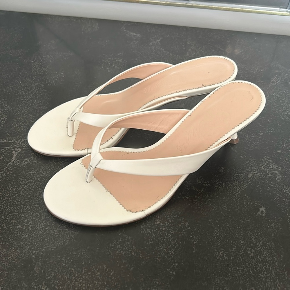 J crew cream kitten heel mules